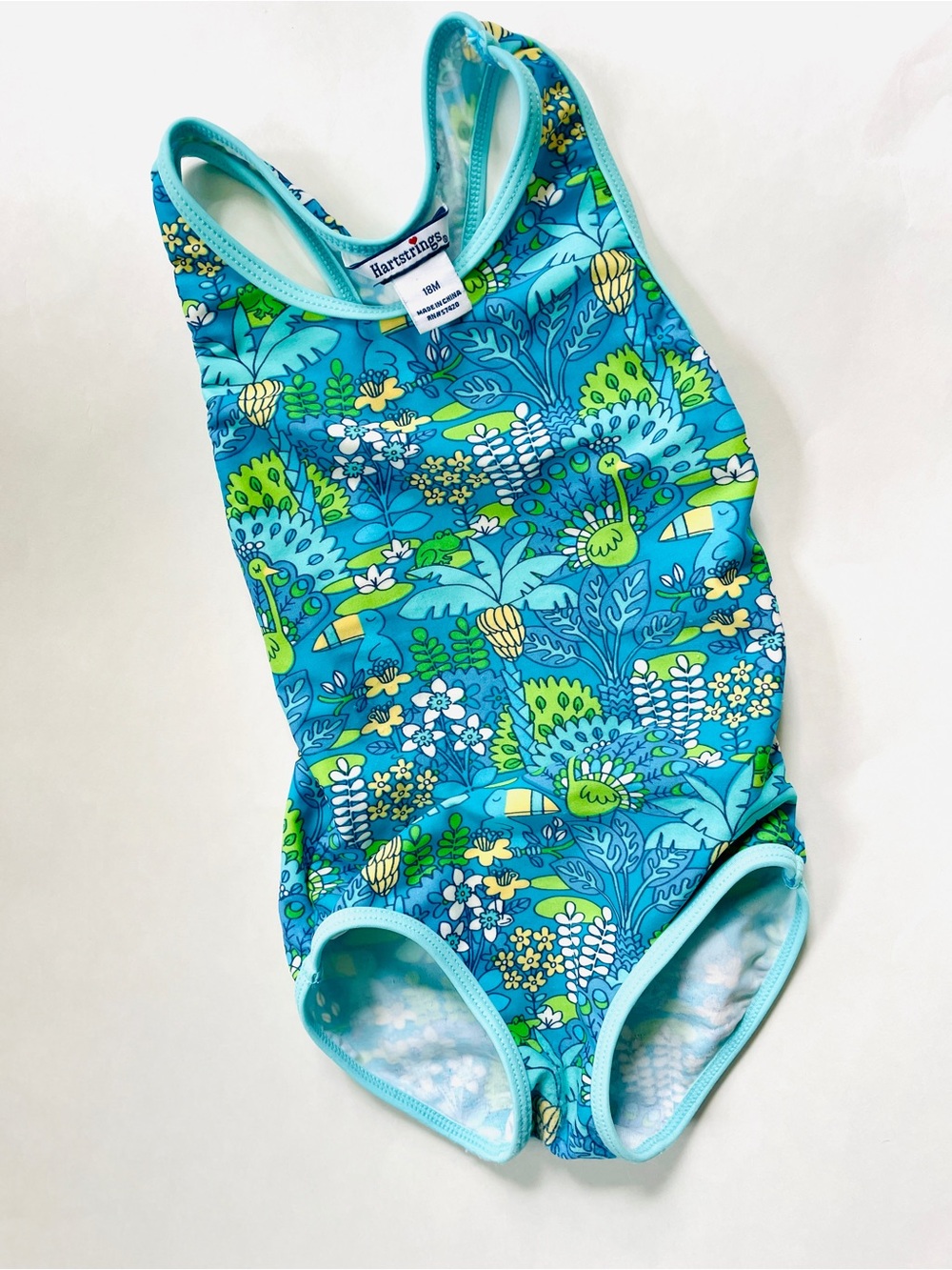 Hartstrings Blue Green Floral Kids One-Piece Swimsuit 18M